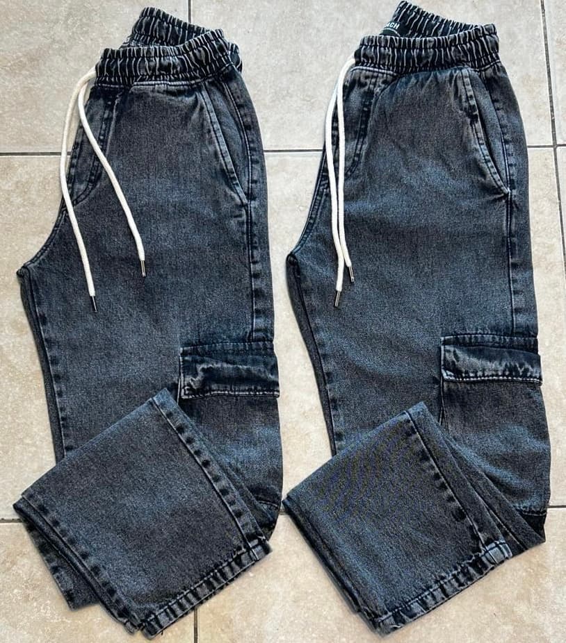 Cargos jeans rectos elastico cintura